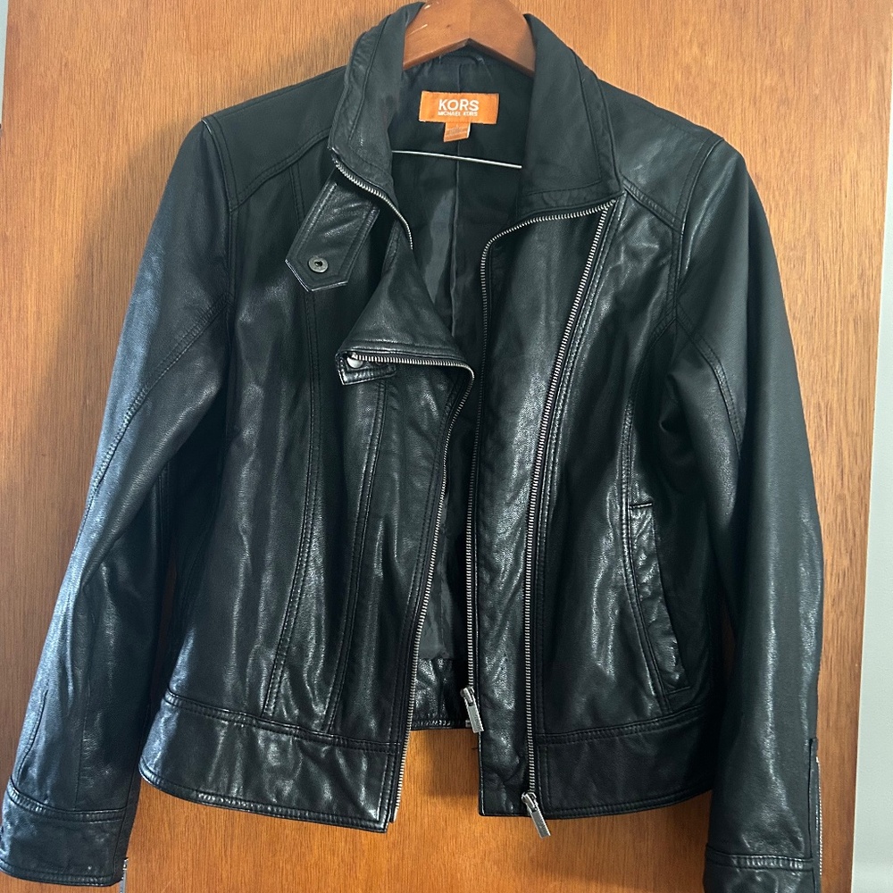 KORS Leather moto-style black jacket